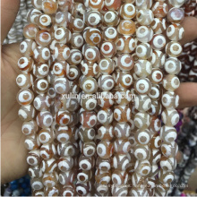 Nuevas llegadas alrededor de 4 mm Facetas Dzi White Beads Eyes CZ Stone Gemstone Beads